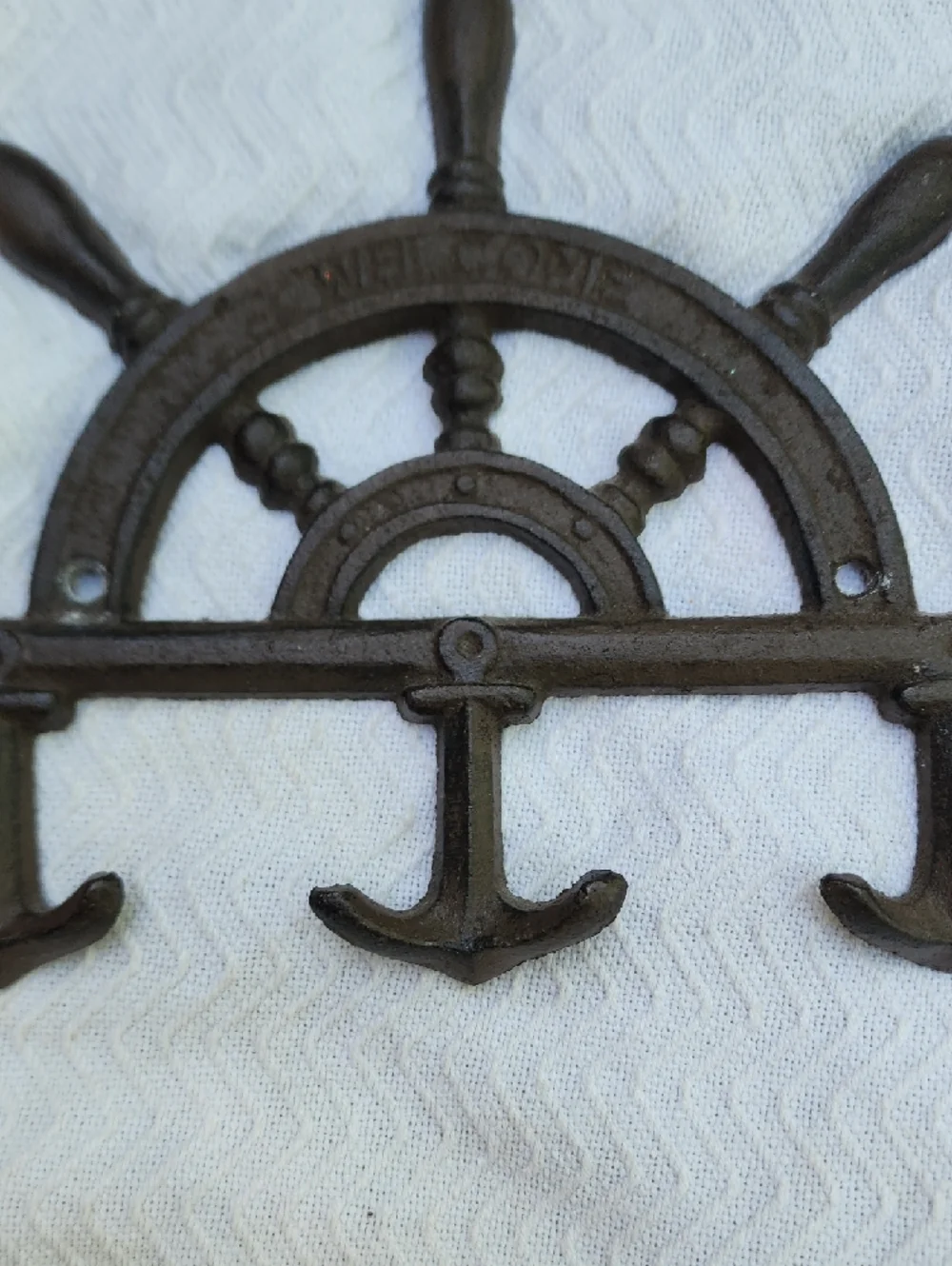 Nautical Ship Wheel Triple Anchor Wall Hook -